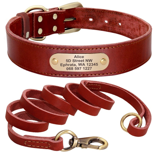 Custom Leather Collar Leash Set