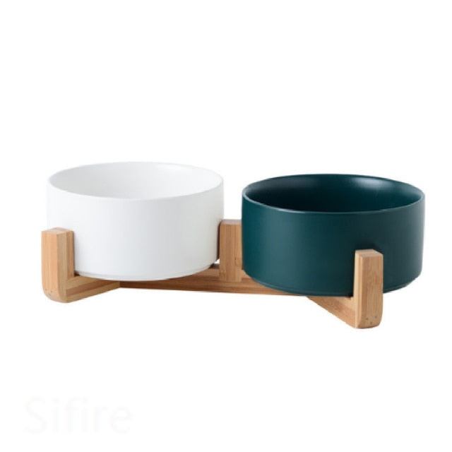 Ceramic Bowl with Wood Stand