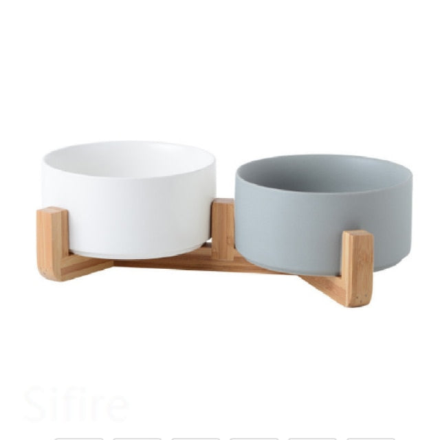 Ceramic Bowl with Wood Stand