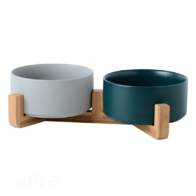 Ceramic Bowl with Wood Stand