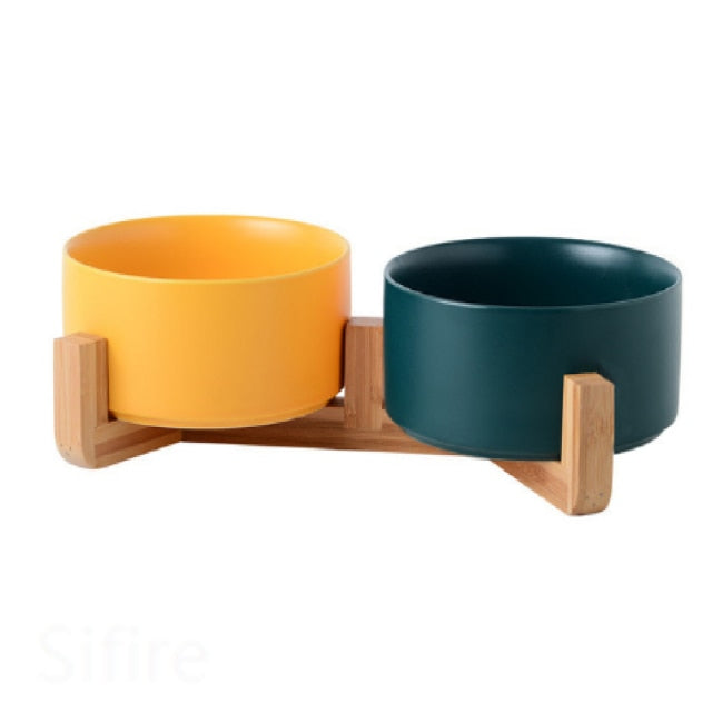 Ceramic Bowl with Wood Stand